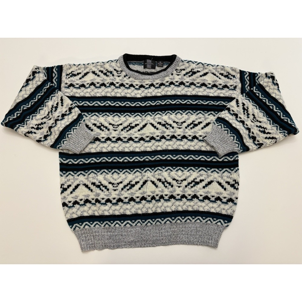 VTG Expressions International Sweater Coogi Style Sweater 3D Knit VTG 90s SZ XL